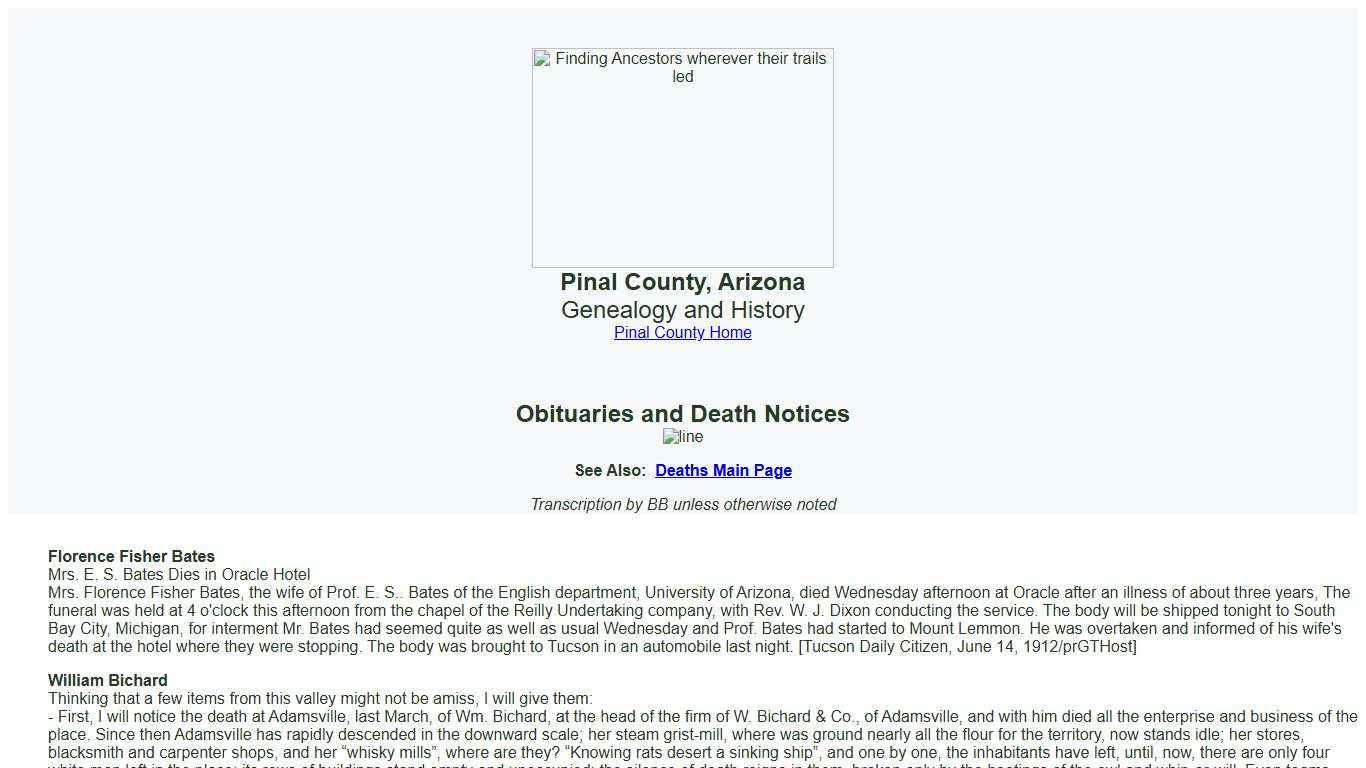 Obituaries and Death Notices in Pinal County, Arizona